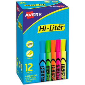 Avery® HI-LITER Desk-Style Highlighters Chisel Tip Assorted Colors Dozen 98034