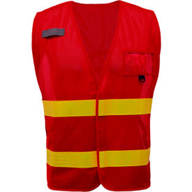 GSS Safety Incident Command Vest- Red Vest w/Lime Prismatic Tape-One size Fits All 3114*****##*