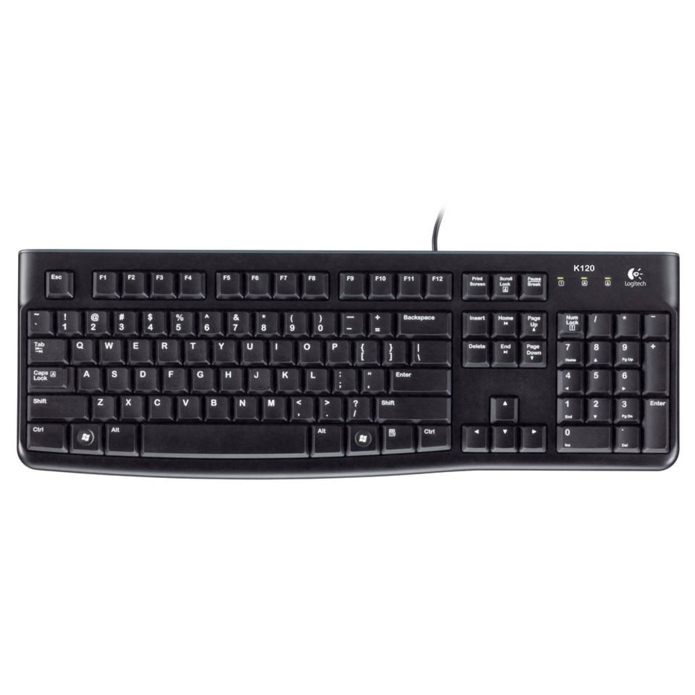 Logitech K120 Wired Keyboard for Windows, USB Plug-and-Play, Full-Size, Spill-Resistant, Curved Space Bar, Compatible with PC, Laptop - Black (Min Order Qty 6) MPN:920-002478