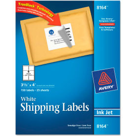 Avery® Shipping Labels with TrueBlock Technology 3-1/3 x 4 White Ink Jet 150/Pack 8164