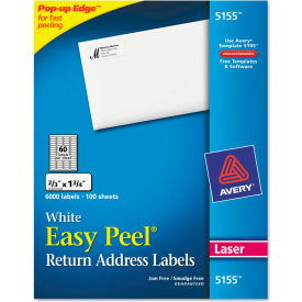 Avery® Easy Peel Laser Mailing Labels 2/3 x 1-3/4 White 6000/Pack 5155