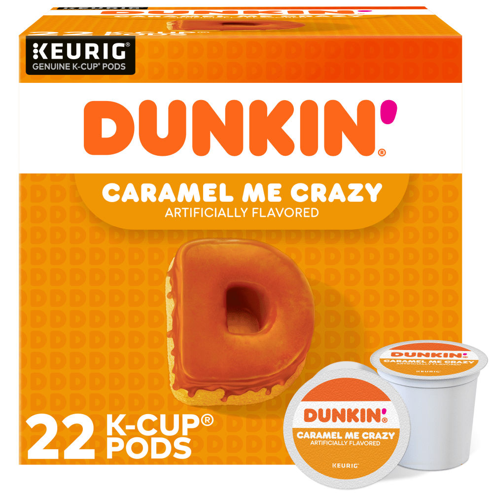 Dunkin Donuts Coffee K-Cup Pods, Caramel Me Crazy, Medium Roast, Box Of 22 Pods (Min Order Qty 3) MPN:5000364900