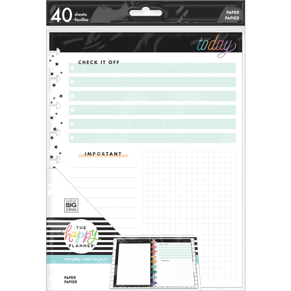 Happy Planner Classic Filler Paper, 40 Sheets, 7in x 9-1/4in, Todays Notes (Min Order Qty 9) MPN:AFCFP40-051