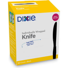 Dixie® Grab'N Go Mediumweight Wrapped Knives Polystyrene Black 90/Carton DXEKM5W540PK