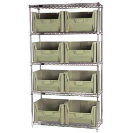 Quantum WR5-700 Chrome Wire Shelving With 8 Giant Hopper Bins Ivory 18x42x74 WR5-700IV