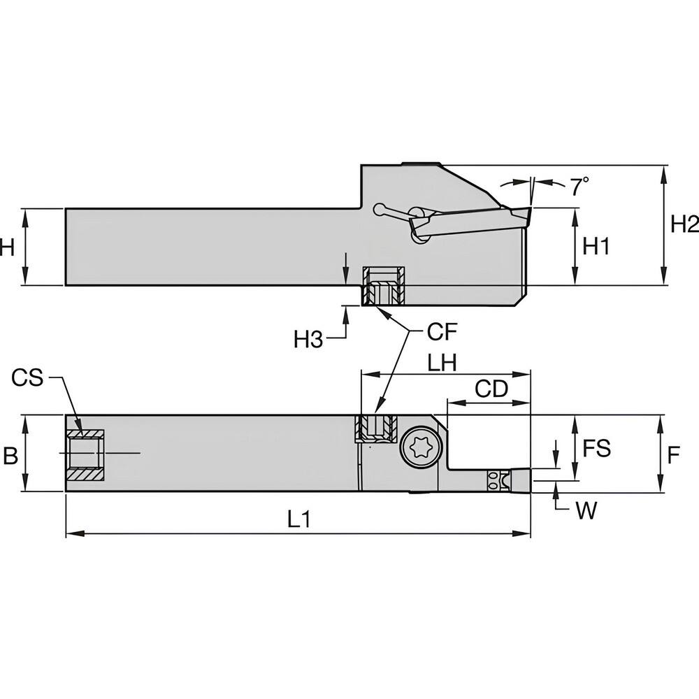 Indexable Grooving/Cut-Off Toolholders, Hand of Holder: Left Hand , Maximum Depth of Cut (Decimal Inch): 0.5512 , Maximum Depth of Cut (mm): 14.00  MPN:7110754