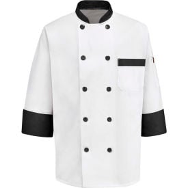 Chef Designs Garnish Chef Coat White W/Black Trim Polyester/Cotton XL KT74BTRGXL