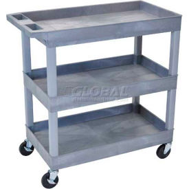 Luxor Plastic Utility Cart w/3 Shelves 400 lb. Capacity 35-1/4