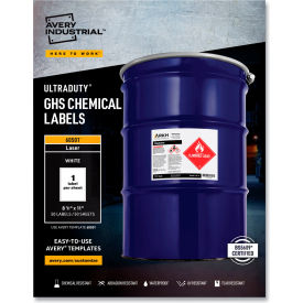 Avery® Full-Sheet GHS Chemical Waterproof & UV Resistent Labels Laser Letter 50/Box 60501