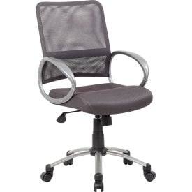 Boss Mesh Back Office Chair with Arms - Fabric - Mid Back - Charcoal B6416-CG