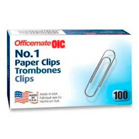 Officemate® No. 1 Non-Skid Paper Clips Silver 100/Box 99912