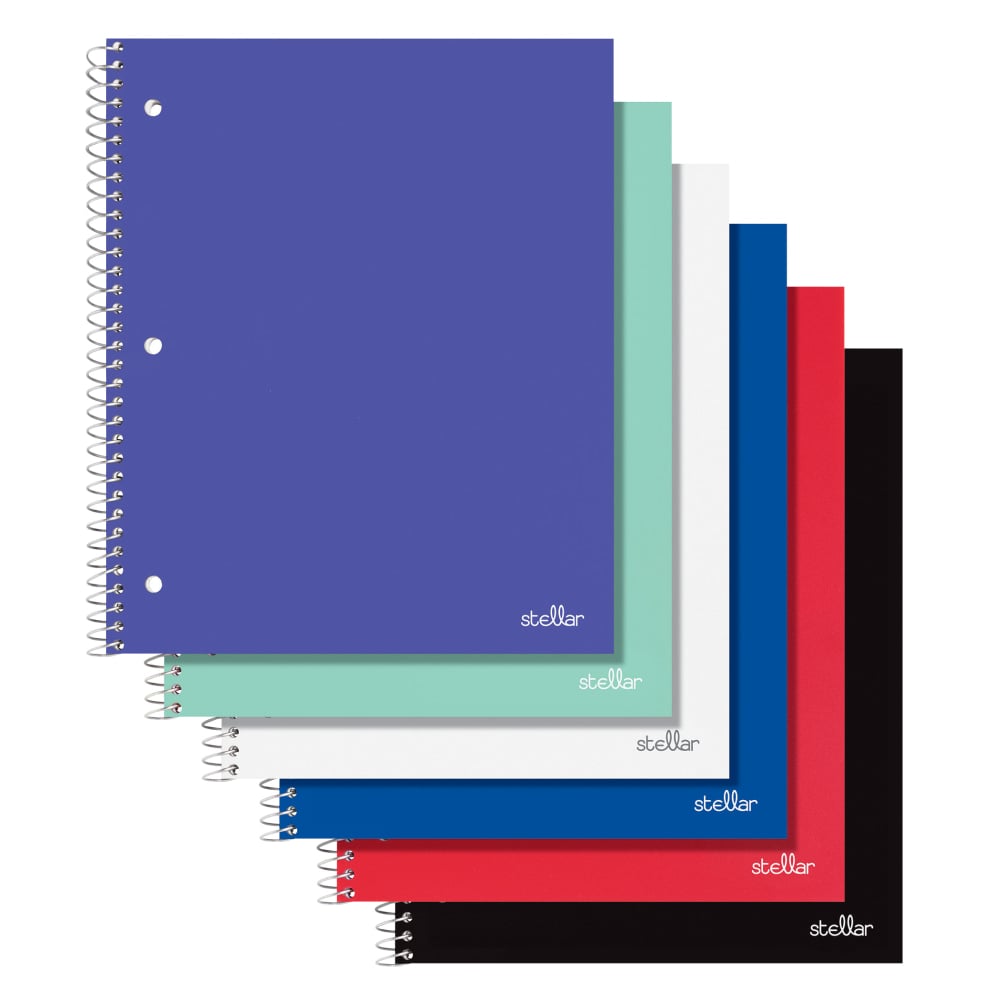 Office Depot Brand Stellar Poly Notebook, 8-1/2in x 11in,1 Subject, College Ruled, 80 Sheets, Assorted Colors, Pack Of 8 Notebooks (Min Order Qty 4) MPN:OD-STLCR-PACK8