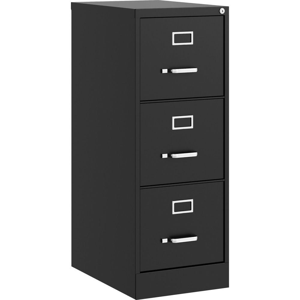 Lorell Fortress Series 22in Commercial-Grade Vertical File Cabinet - 15in x 22in x 40.2in - 3 x Drawer(s) for File - Letter - Vertical - Ball-bearing Suspension, Removable Lock, Pull Handle, Wire Management - Black - Steel - Recycled MPN:42297