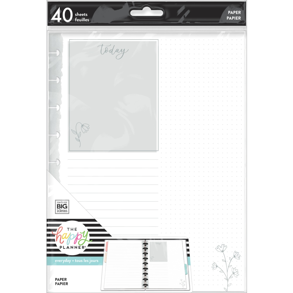 Happy Planner Classic Filler Paper, 40 Sheets, 7in x 9-1/4in, Neutral Florals (Min Order Qty 9) MPN:AFCFP40-054