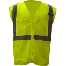 GSS Safety Standard Class 2 Mesh Zipper Safety Vest-Lime-S/M 1009-S/M