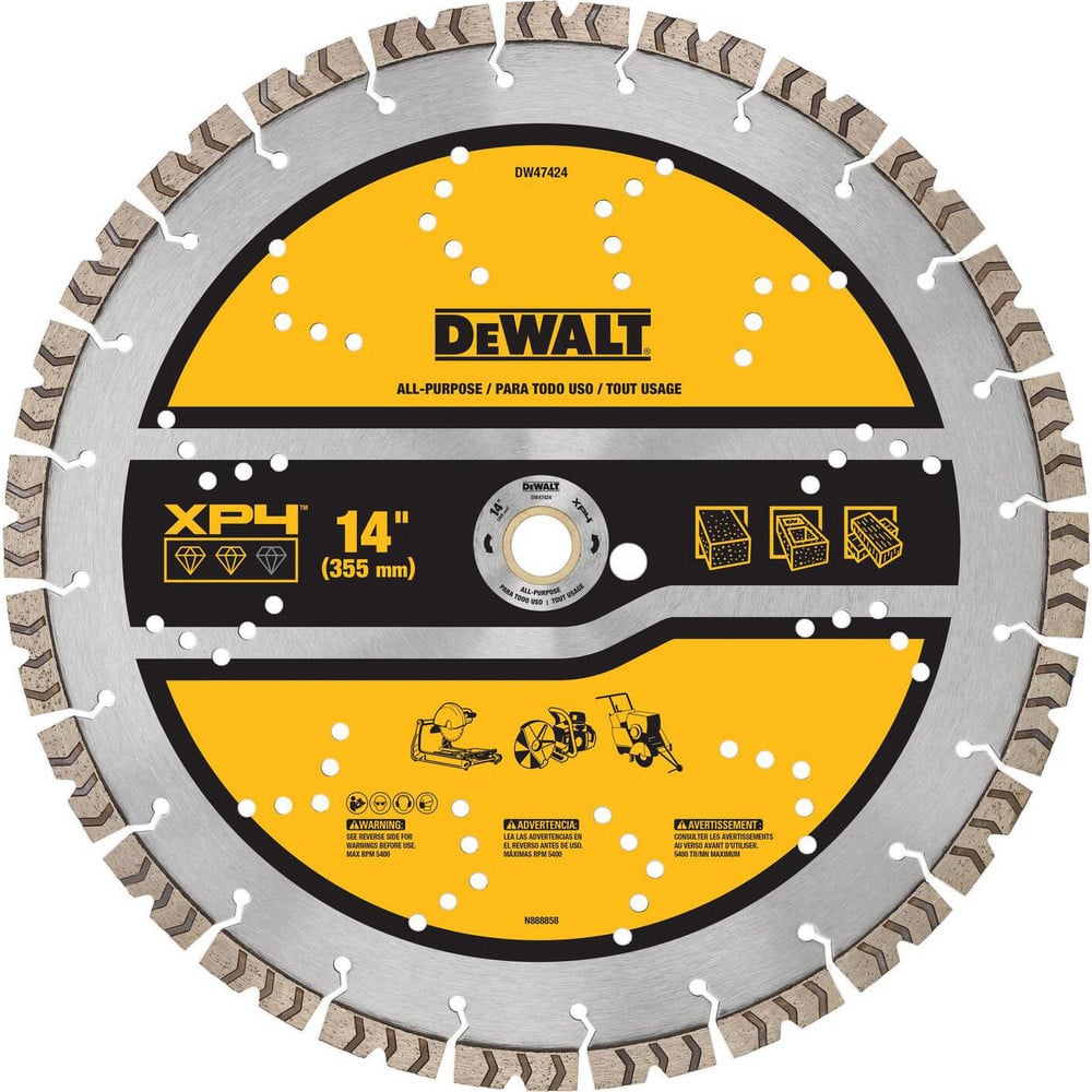 Wet & Dry-Cut Saw Blades, Blade Diameter (Inch): 14 , Blade Material: Diamond , Blade Thickness (Inch): 1/8 , Arbor Hole Diameter (Inch): 1  MPN:DW47424