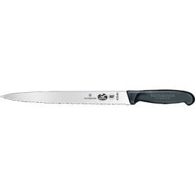 Victorinox 10 Slicer Knife Semi-flexible Pointed Serrated Blade Black Fibrox Handle 40546 - Pkg Qty 10 5.4433.25