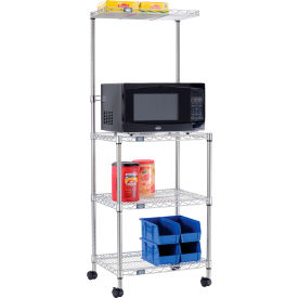 Nexel® Poly-Z-Brite® 4 Tier Single Station Wire Microwave Cart 24