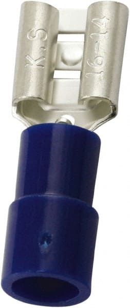 Wire Disconnect: Female, Blue, Polycarbonate, 16-14 AWG, 1/4