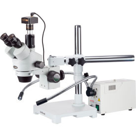 AmScope SM-3TZ-FOD-M 3.5X-90X Trinocular Zoom Stereo Microscope with Fiber Optic Light &1.3MP Camera SM-3TZ-FOD-M