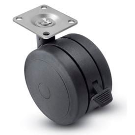 Shepherd® Swivel Top Plate Soft Tread Caster with Brake PSF50101BK-B - 50mm Dia. Black PSF50101BK-B