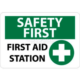 NMC SF161RB OSHA Sign Safety First - First Aid Station 10