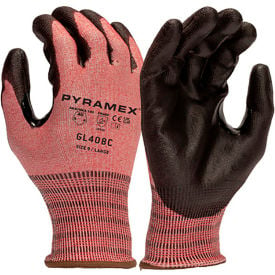 Pyramex® Cut Resistant Gloves Polyurethane Coated ANSI A6 L Red GL408CL