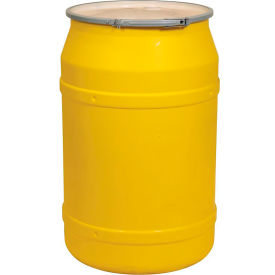 Eagle® Lab Pack Open Head Poly Drum Metal Lever Lock 55 Gallon Capacity Yellow 1656MBG