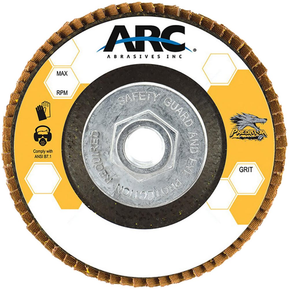 Flap Discs, Disc Diameter: 4.5 , Center Hole Size: 5/8-11 , Center Hole Thread Size: 5/8-11 , Flap Disc Type: Type 27 , Grit: 36  MPN:75-10813FF