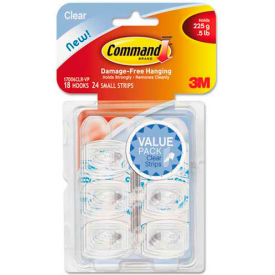 3M Command™ Clear Hooks and Strips Plastic Mini 18 Hooks with 24 Adhesive Strips per Pack 17006CLR18ES