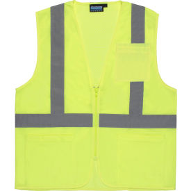 ERB® Aware Wear® S363P ANSI Class 2 Economy Mesh Safety Vest Zipper Closure M Lime WEL61647HLMD