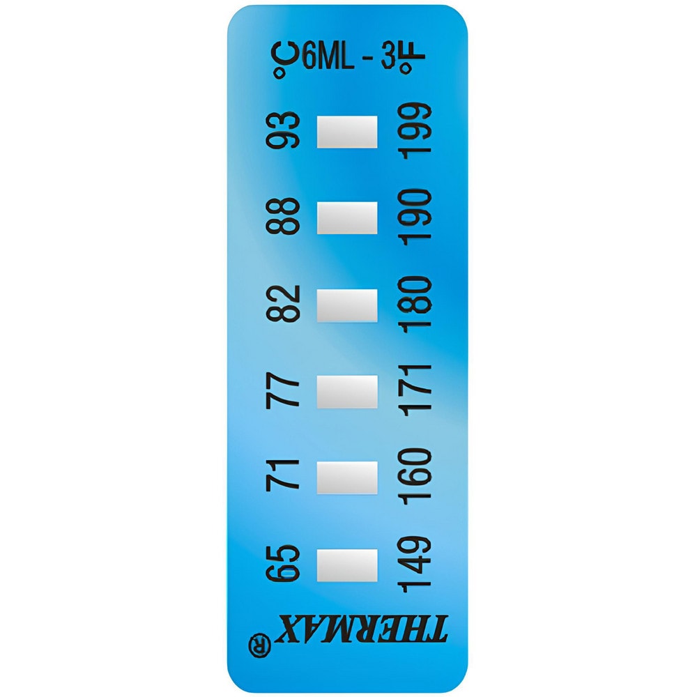 Temperature Indicating Labels, Indicator Use: One Time , Temperature Rating: 65, 71, 77, 82, 88, 93 , Accuracy: +/-1.0C , Overall Height: 0.47  MPN:06STHM0ML3C01PK