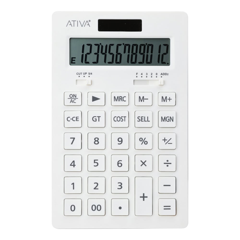 Ativa 12-Digit Desktop Calculator With Cost And Margin, White (Min Order Qty 6) MPN:1657