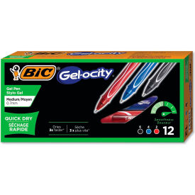 BIC® Gel-ocity Quick Dry Retractable Gel Pen 0.7mm Assorted Ink/Barrel Dozen RGLCG11AST