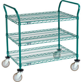 Nexel® Utility Cart 3 Shelf Poly-Green® 36