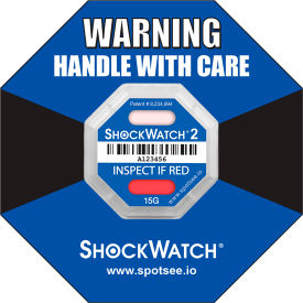 SpotSee™ ShockWatch® 2 Serialized Framed Impact Indicators 15G Range Blue 50/Box - Pkg Qty 2 47000K