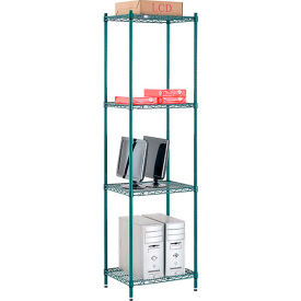 Nexel® 4 Shelf Poly-Green® Wire Shelving Unit Starter 24