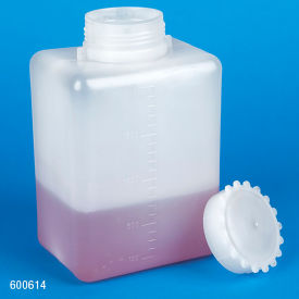 Bottle with Screwcap Wide Mouth Square Graduated PE (Cap Polypropylene) 2000mL 40/Pack 600614B