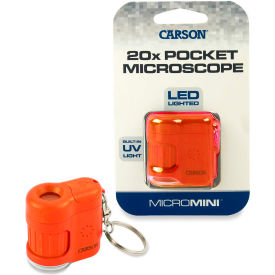 Carson® MicroMini 20x LED and UV Lighted Pocket Microscope - Orange - Pkg Qty 3 MM-280O