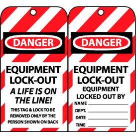 NMC™ Equipment Lockout Tags A Life Is On The Line LOTAG18
