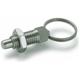 Indexing Plunger w/ Pull Ring Lock Nut SS 5.0x24.0N Pressure M8x1.25 Thread 5x5mm Pin 717-5-M8-AK-NI