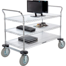 Nexel® Chrome Wire Shelf Instrument Cart w/3 Shelves 1200 Ib. Capacity 48