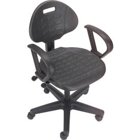 Interion® Task Chair With Mid Back & Fixed Arms Polyurethane Black 629250