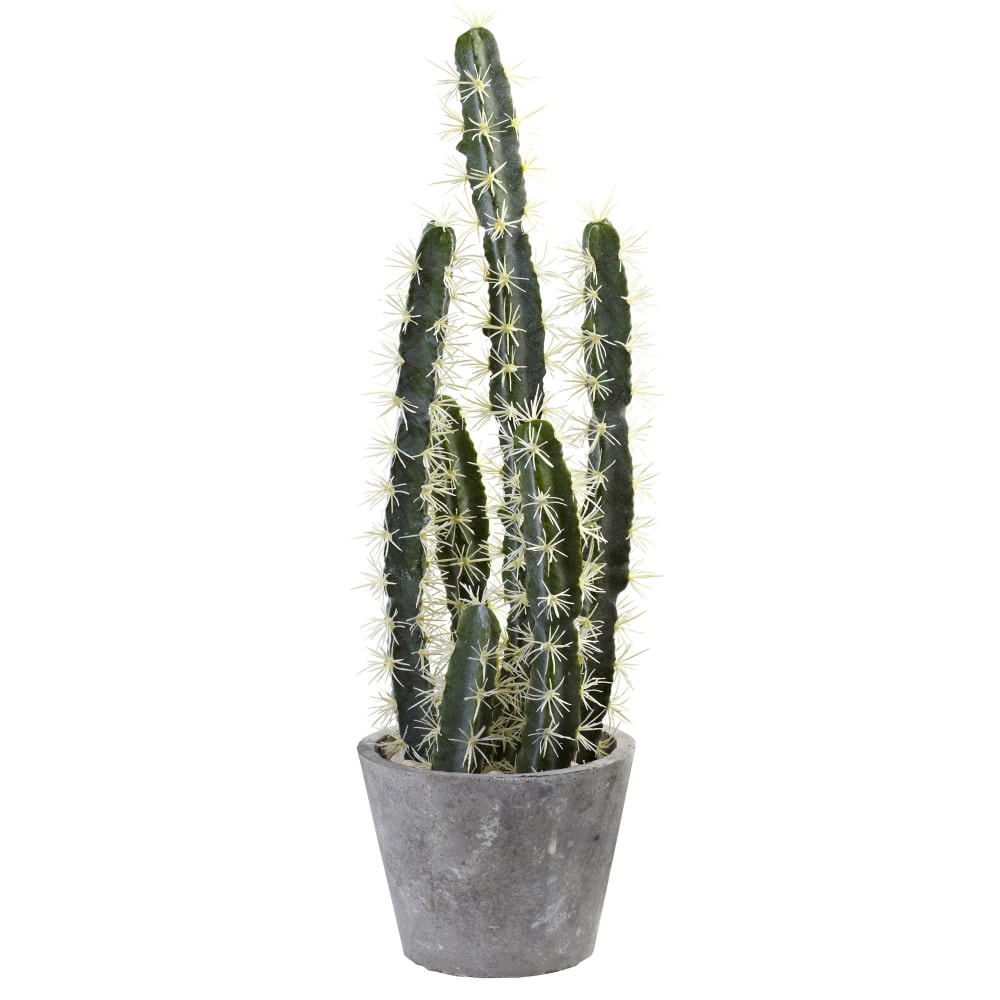 Nearly Natural Cactus 27-1/2inH Plastic Plant Decorative Garden With Cement Planter. 27-1/2inH x 8-1/2inW x 8inD, Green MPN:4845