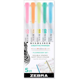 Zebra® Mildliner Double Ended Highlighter Chisel/Bullet Tip Assorted Colors 5/Pack 78105