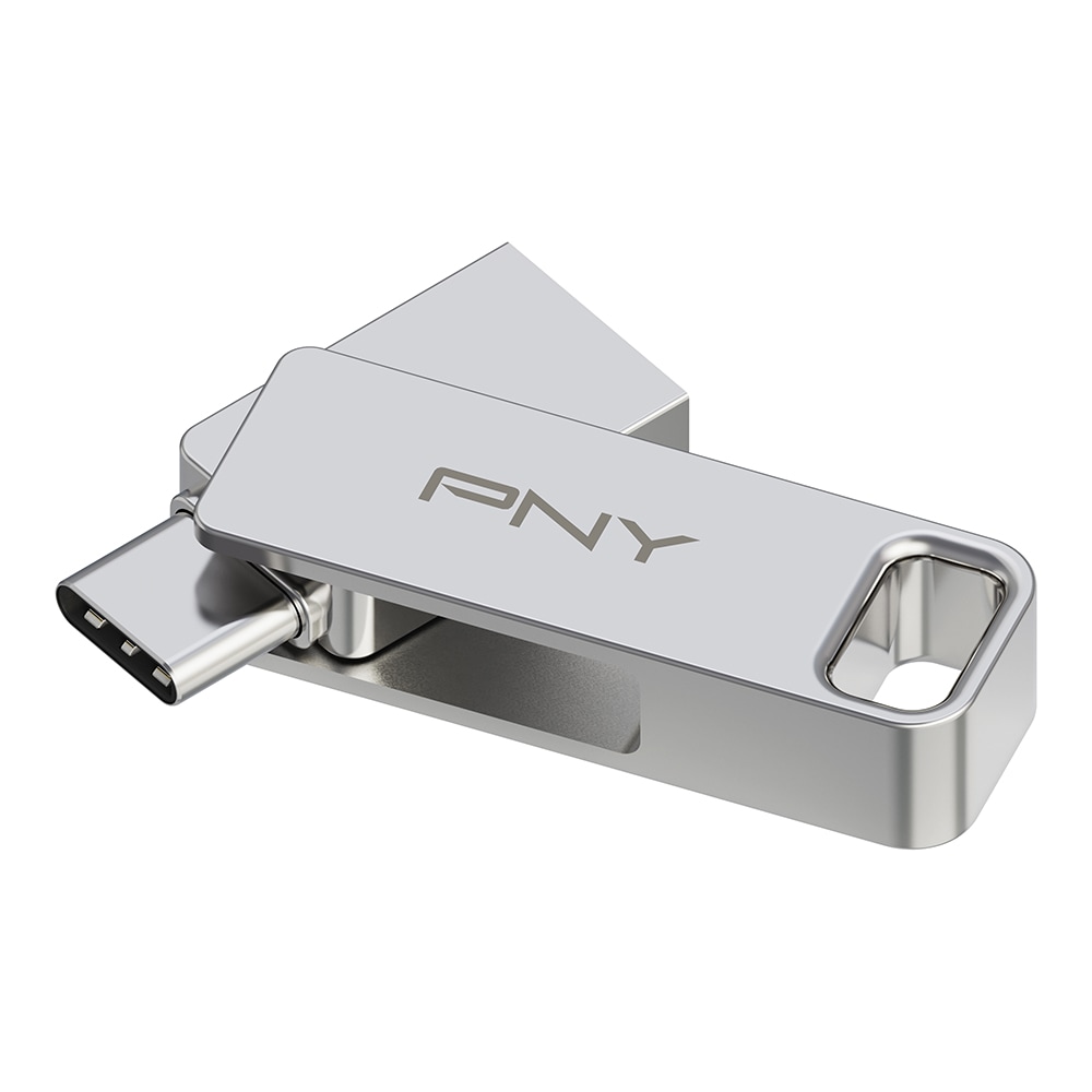 PNY DUO LINK USB 3.2 Type-C Dual Flash Drive, 64GB, Silver (Min Order Qty 20) MPN:P-FDI64GDULINKTYC-GE