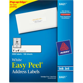 Avery® Easy Peel Inkjet Address Labels 1 x 4 White 2000/Box 8461