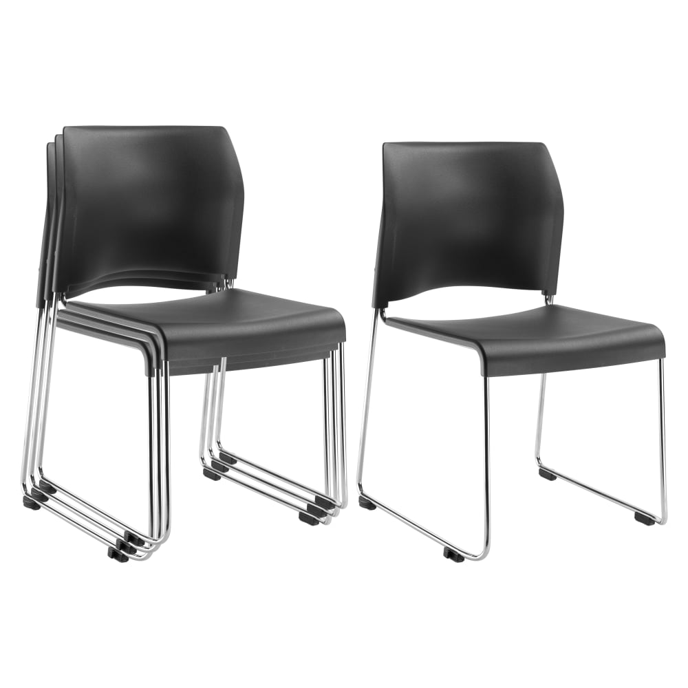 National Public Seating 8800 Series Cafetorium Plastic Stack Chairs, Charcoal Slate/Chrome, Pack Of 4 Chairs MPN:8820-11-20/4