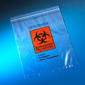 Biohazard Specimen Transport Bag 12 x 15 Zipper with Score Line and Document Pouch 100/Pack 4929