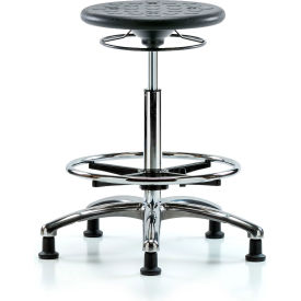 Blue Ridge Ergonomics™ Cleanroom Stool with Glides and Footring - High Bench Height - Black CLR-IPHBSO-CR-CF-RG-BLK